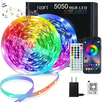 Intelligens RGB LED szalagos lámpák 65,6 láb színváltó távirányító és alkalmazásvezérlés